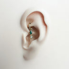 16g 18g 6mm Dainty Emerald Dangle Hoop Charm, sterling silver, 18k gold plated rook hoop, hoop huggies, cartilage piercing, helix hoop charm