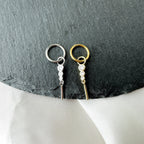 16g 14g Dainty Triple CZ Dangle Hoop Belly Ring, Titanium silver or gold, belly piercings, 8mm or 10mm, Hoop Piercing, belly hoop