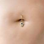 16g 14g Dainty Hamsa Hand Hoop Belly Ring, Titanium silver or gold, belly piercings, 8mm or 10mm, Hoop Piercing, belly hoop