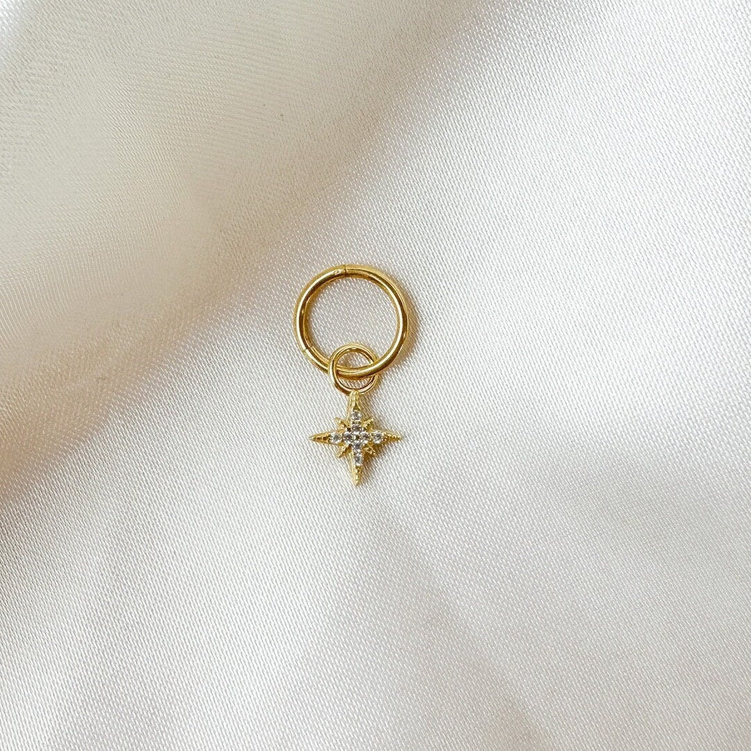 16g 14g Dainty North Star Hoop Belly Ring, Titanium silver or gold, belly piercings, 8mm or 10mm, Hoop Piercing, belly hoop