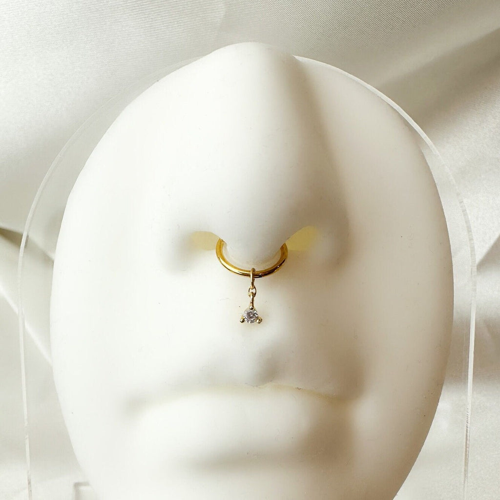 Tiny CZ G23 Titanium Chain Hoop septum ring piercing F128 titanium ring hoop cartilage piercing, conch hoop, nose ring