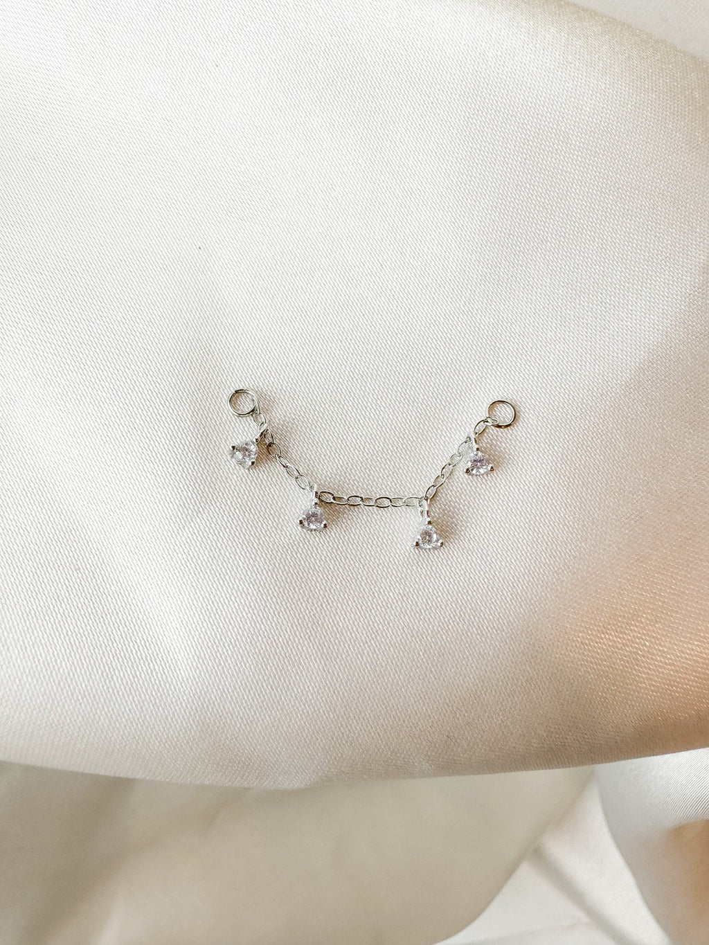 Dainty Industrial Barbell Sapphire CZ Chain (only) for Piercing,Chain For Earring Piercing, Chain Earring,Conch Chain Piercing 14g, 16g, 18g