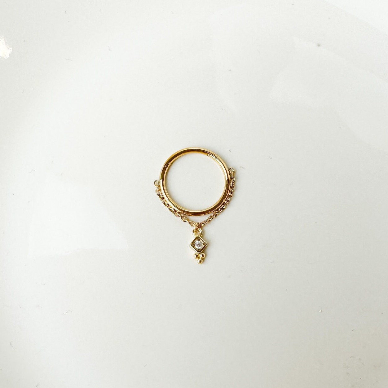 16g 18g 6mm 8mm 10mm 12mm Lena Charm Implant Grade F136 Titanium Chain Gem Hoop conch, titanium piercing, conch hoop, gold hoop, silver hoop