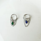 14g 16g 18g Dainty Sapphire Teardrop Double Chain Helix Piercing, hoop huggies, chain earrings, helix hoop, 6mm 8mm 10mm 12mm stainless hoop