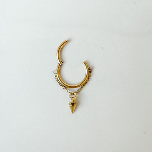 14g 16g 18g 6mm-12mm Gold Mini Spike Implant Grade Titanium Chain Gem Hoop, F136 titanium piercing, conch hoop, gold hoop, silver helix hoop