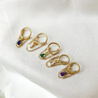 6mm-12mm, Dainty Emerald Teardrop Double Chain Helix Piercing, cartilage piercing, hoop huggies, helix hoops, 16g 18g stainless