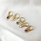 14g 16g 18g Dainty Sapphire Teardrop Double Chain Helix Piercing, hoop huggies, chain earrings, helix hoop, 6mm 8mm 10mm 12mm stainless hoop