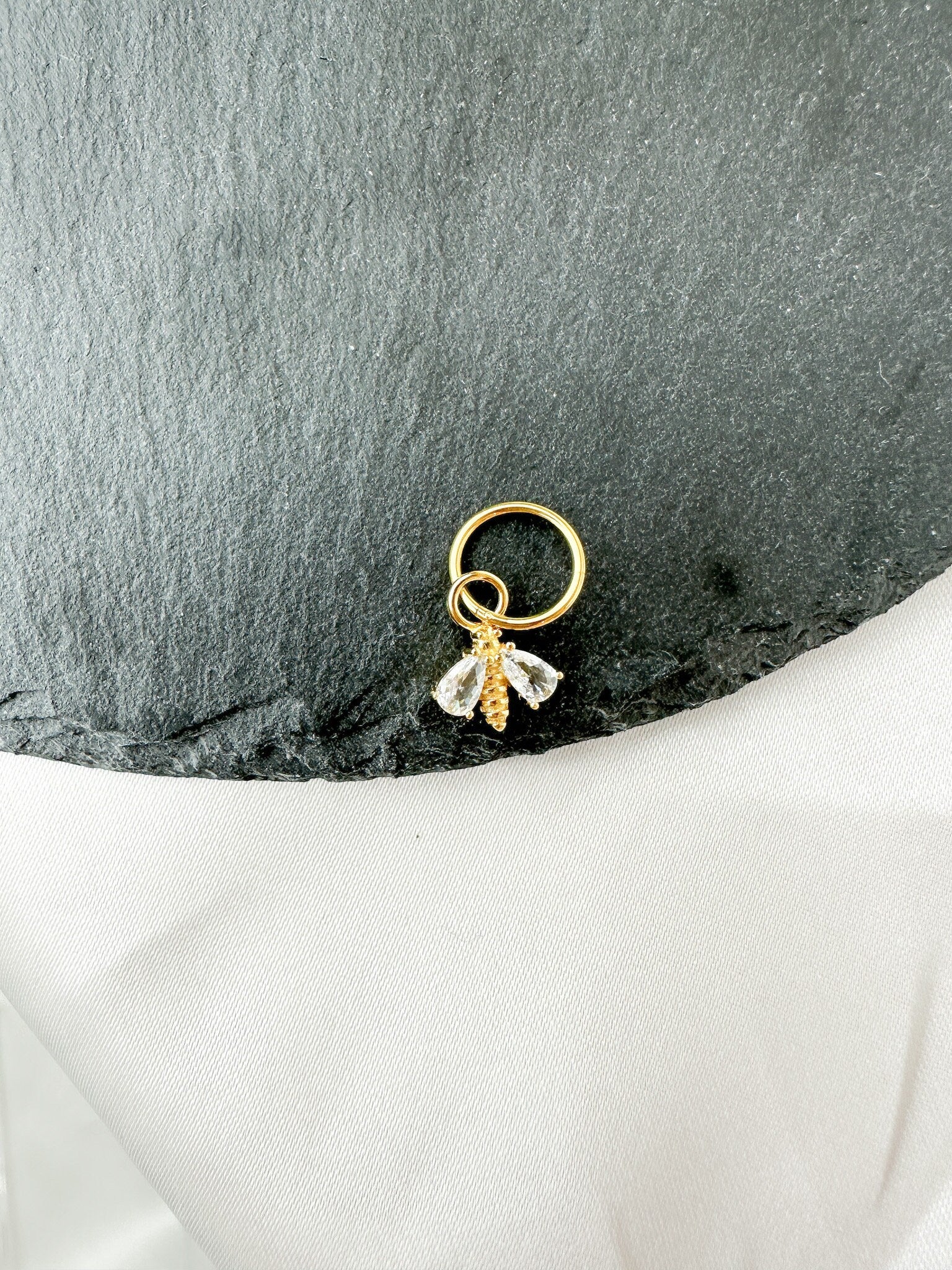 16g 14g Little Bee Hoop Belly Ring, Titanium silver or gold, belly piercings, 8mm or 10mm, Hoop Piercing, belly hoop