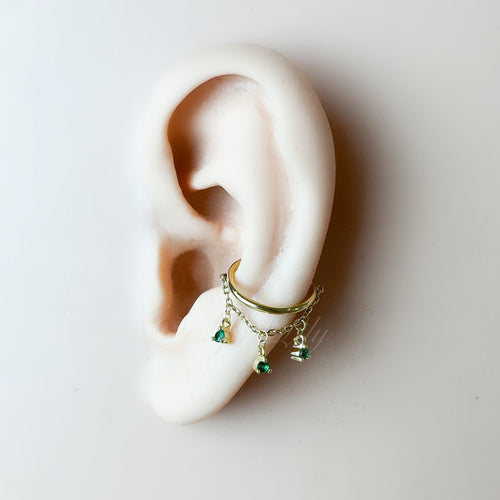 14g 16g 18g 6mm-12mm Emerald CZ Arya Implant Grade F136 Titanium Chain conch hoop, helix hoop, gold hoop, silver clicker hoop, segment ring