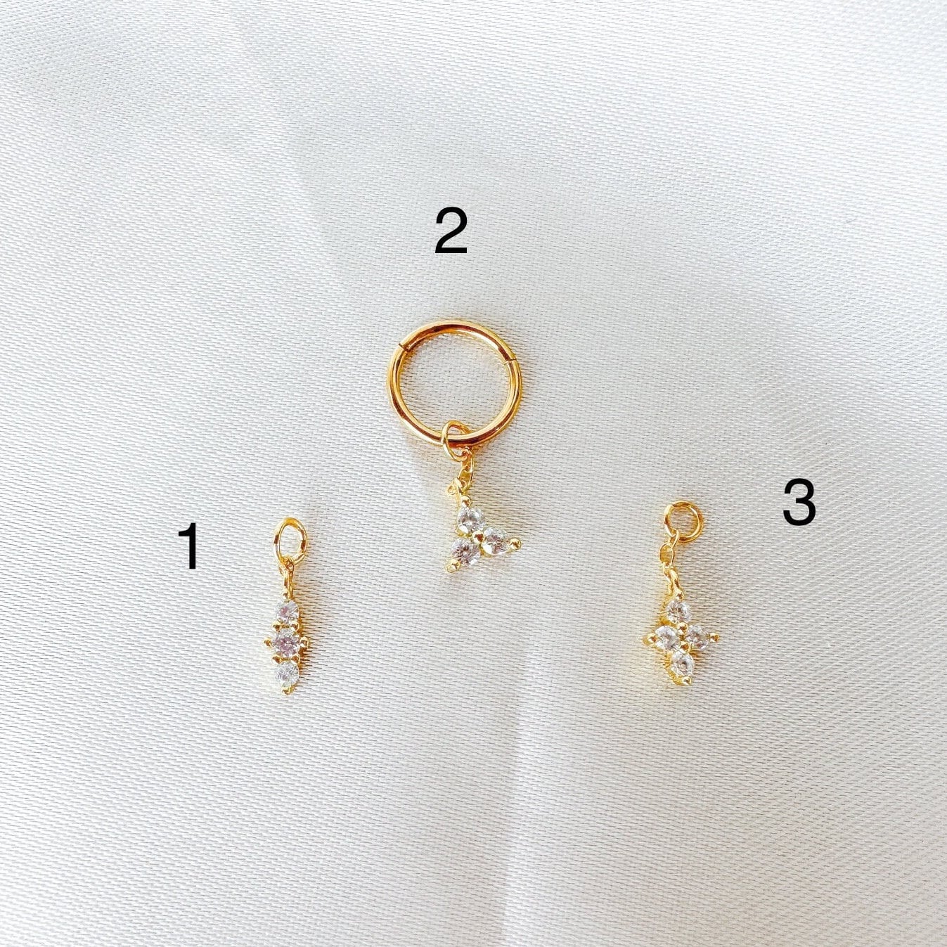 Dainty Hera CZ Dangle Helix Hoop Charm, sterling silver, 316L Surgical Steel piercing, hoop huggies, cartilage piercing, helix piercing