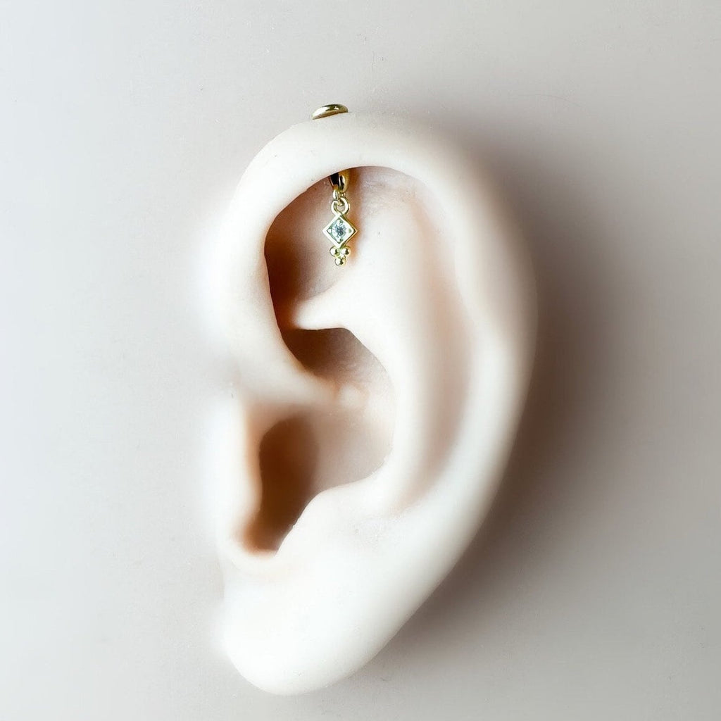 Dainty F136 Titanium 16G Lena Screw Flat Back Vertical Helix Piercing Cartilage Stud Earring, Vertical rook piercing, hidden rook piercing