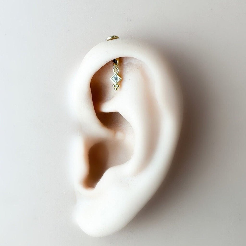 Dainty F136 Titanium 16G Lena Screw Flat Back Vertical Helix Piercing Cartilage Stud Earring, Vertical rook piercing, hidden rook piercing