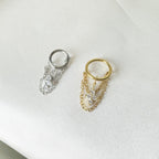 6mm-12mm Dainty Hera Charm Silver Double Chain Helix Piercing, hoop huggies, chain earrings, helix hoops, 16g 18g stainless