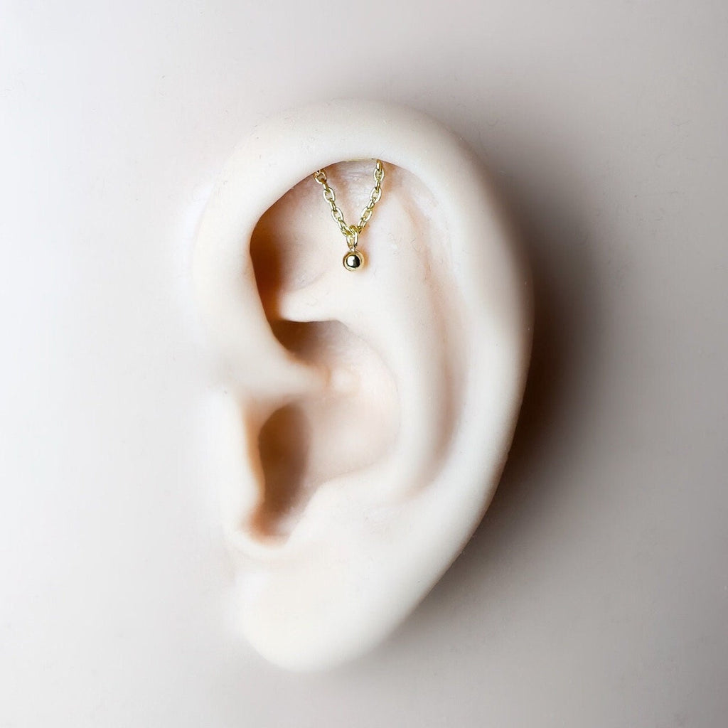 Hidden Helix Simple Dainty Ball Chain Piercing 16g F136 Implant Grade Titanium, flat piercing, helix labret, hidden rook piercing