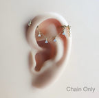 Dainty Industrial Barbell Amethyst CZ Chain (only) for Piercing, Helix Chain Piercing, Chain Earring,Conch Chain Piercing 14g, 16g, 18g