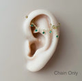 Dainty Industrial Barbell Emerald Chain (only) for Piercing, Helix Chain Piercing, Chain Earring, Conch Chain Piercing 14g, 16g, 18g