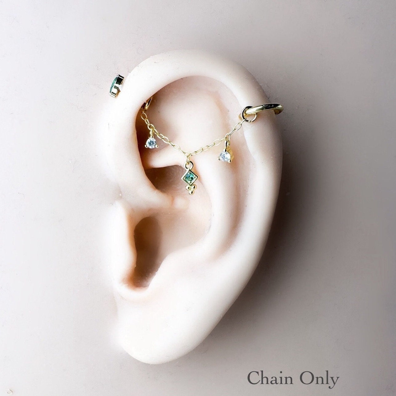 Dainty Industrial Barbell Lena Charm Chain (only) for Piercing, Helix Chain Piercing, Chain Earring, Conch Chain Piercing 14g, 16g, 18g