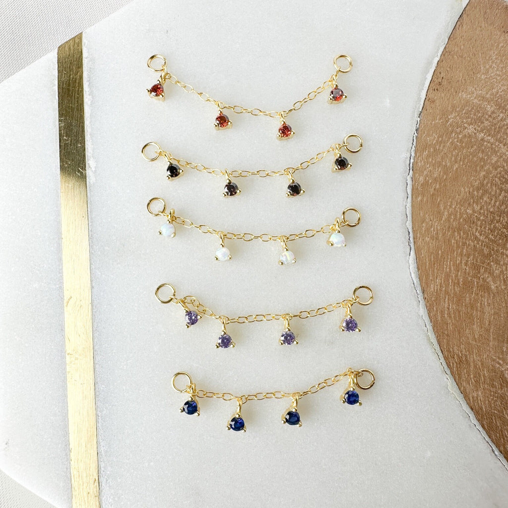 Dainty Industrial Barbell Sapphire CZ Chain (only) for Piercing,Chain For Earring Piercing, Chain Earring,Conch Chain Piercing 14g, 16g, 18g