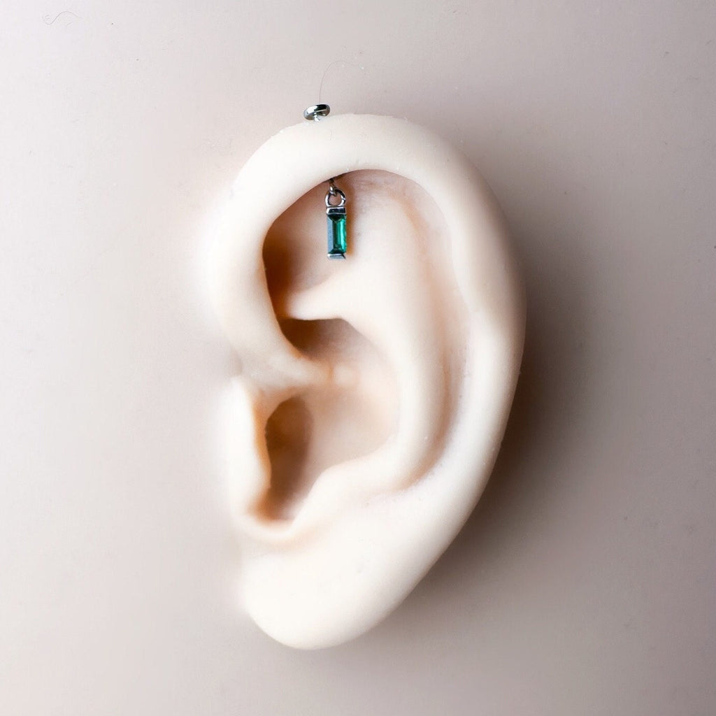 Dainty F136 Titanium 16G Aurora Push Pin Flat Back Vertical Helix Piercing Cartilage Earring, Vertical rook piercing, hidden rook piercing
