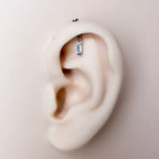 Dainty F136 Titanium 16G Aurora Push Pin Flat Back Vertical Helix Piercing Cartilage Earring, Vertical rook piercing, hidden rook piercing