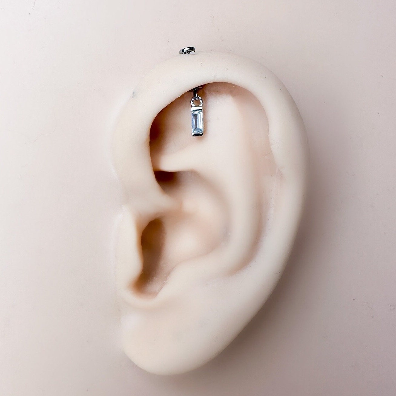 Dainty F136 Titanium 16G Aurora Push Pin Flat Back Vertical Helix Piercing Cartilage Earring, Vertical rook piercing, hidden rook piercing