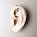 Dainty Gold Moss Agate Pear F136 Titanium 16G 18g Push Pin Flat Back Vertical Helix Piercing, Vertical hidden rook piercing