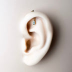 Dainty Opal CZ Pear F136 Titanium 16G 18g Push Pin Flat Back Vertical Helix Piercing, Vertical hidden rook piercing