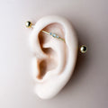 Dainty Industrial Barbell and CZ Chain for Piercing, Gold Sterling Helix Chain Piercing, Chain Earring,Conch Chain Piercing 14g, 16g, 18g