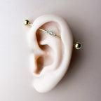 Dainty Industrial Barbell and CZ Chain for Piercing, Gold Sterling Helix Chain Piercing, Chain Earring,Conch Chain Piercing 14g, 16g, 18g