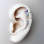 Dainty Triple Chain Pink Ruby CZ Helix Piercing, cartilage piercing 20g, hoop huggies, body piercing, chain earrings, helix hoops