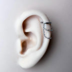 6mm-12mm, Dainty Minimalist Double Chain Helix Piercing, cartilage piercing, hoop huggies, helix hoops, 16g 18g stainless