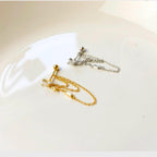 Dainty Triple Chain Gold Diamond CZ Helix Piercing, cartilage piercing 20g, helix piercing, chain earrings, helix hoops, minimalist