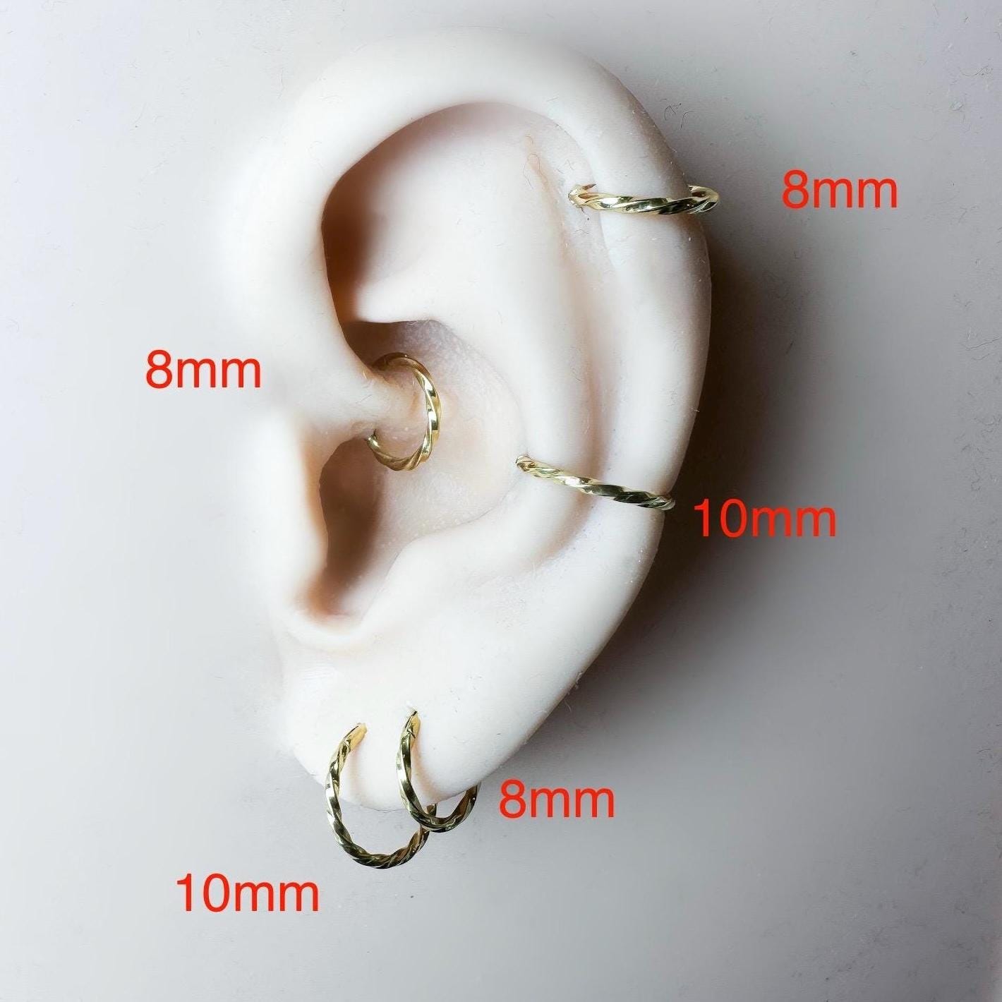 16g Simple Dainty Twisted F136 Titanium daith hoop, daith huggie, hoop huggies, cartilage piercing, helix hoops, septum ring, nose ring,