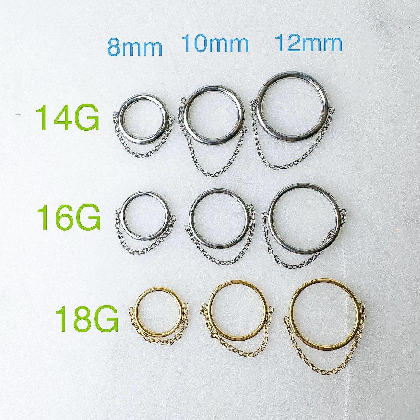 14g 16g 18g 6mm 8mm 10mm 12mm Cleo Charm Implant Grade F136 Titanium Chain Gem Hoop conch, helix hoop, gold hoop, silver hoop