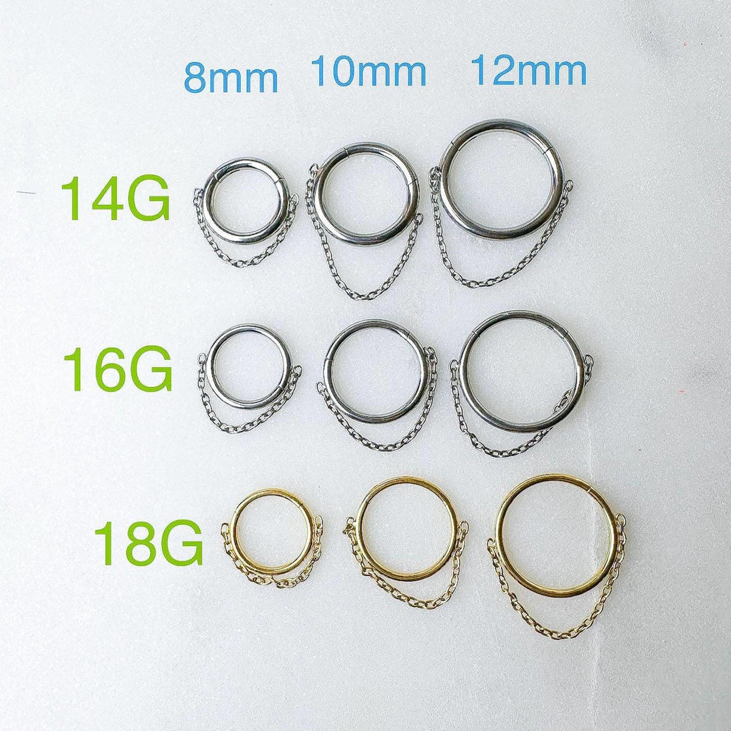 14g 16g 18g Implant Grade Titanium Chain Hoop conch, septum ring piercing F128 titanium ring hoop cartilage piercing, conch hoop, gold hoop