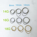 14g 16g 18g 6mm-12mm Amelia Ball Onyx CZ Implant Grade Titanium Chain conch hoop, helix hoop, gold hoop, silver clicker hoop, Segment Ring