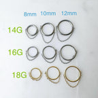 14g 16g 18g 6mm-12mm Gold Mini Spike Implant Grade Titanium Chain Gem Hoop, F136 titanium piercing, conch hoop, gold hoop, silver helix hoop