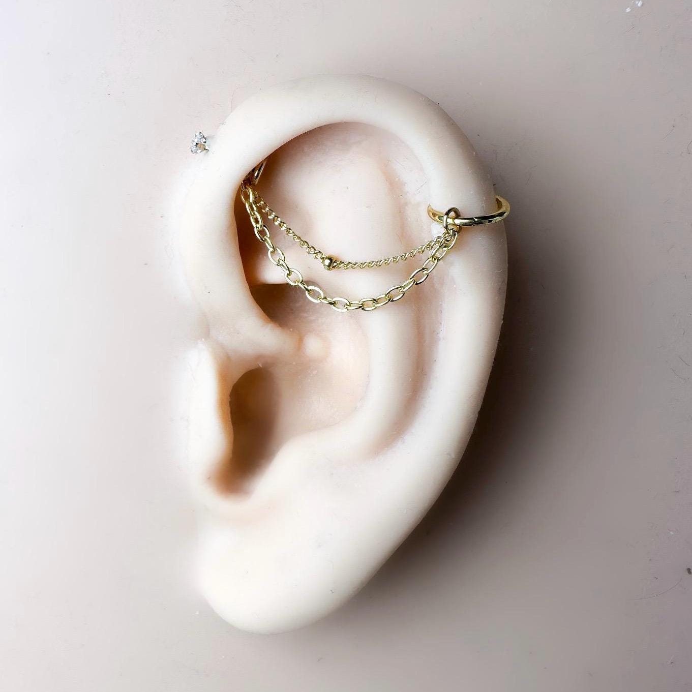 Simple Industrial Barbell Double Chain (only) for Piercing, Helix Chain Piercing, Chain Earring, Conch Chain Piercing 14g, 16g, 18g
