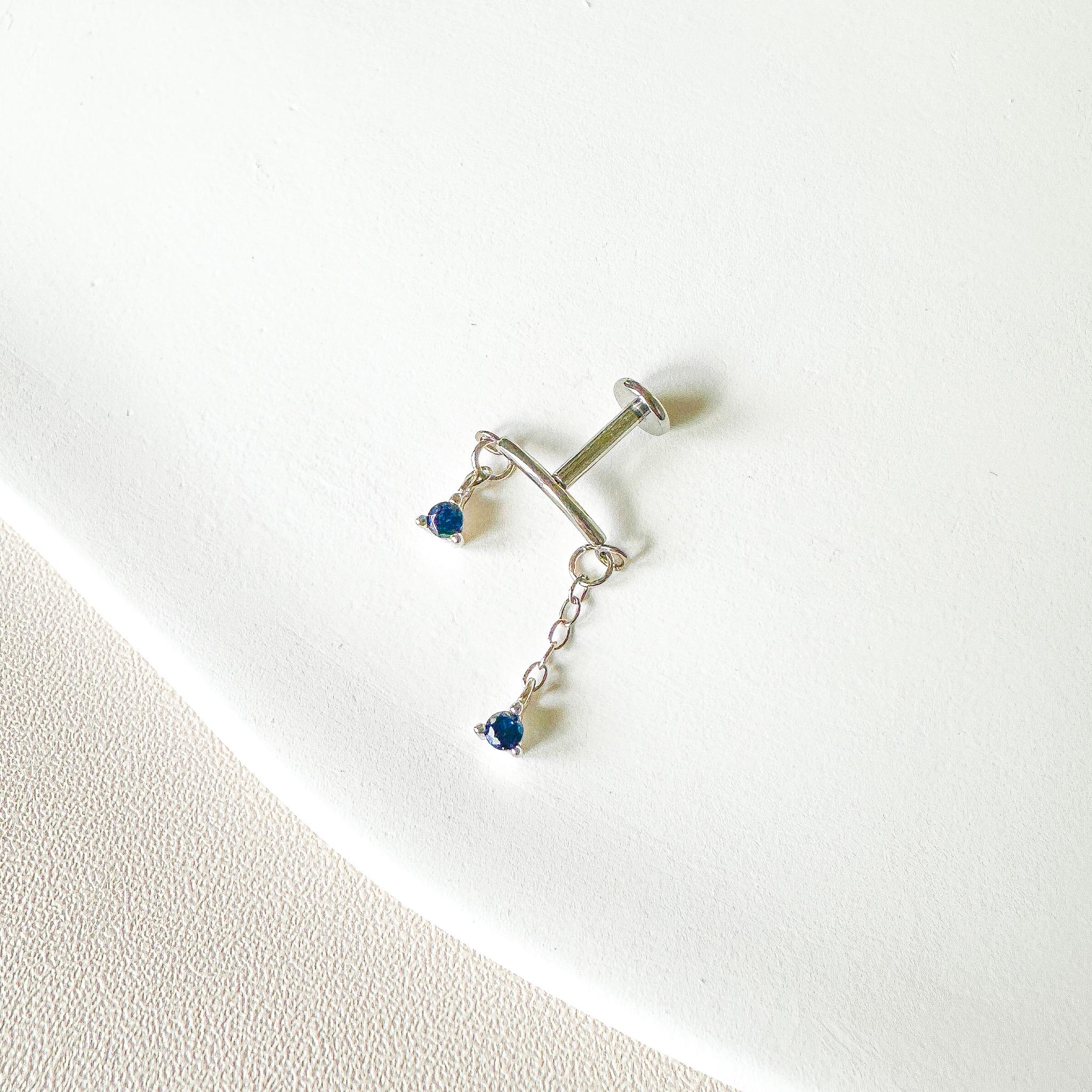 Hidden Helix Piercing 16g F136 Implant Grade Titanium Diamond CZ flat piercing, helix labret, hidden rook piercing