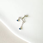 Hidden Helix Piercing 16g F136 Implant Grade Titanium Sapphire CZ flat piercing, helix labret, hidden rook piercing