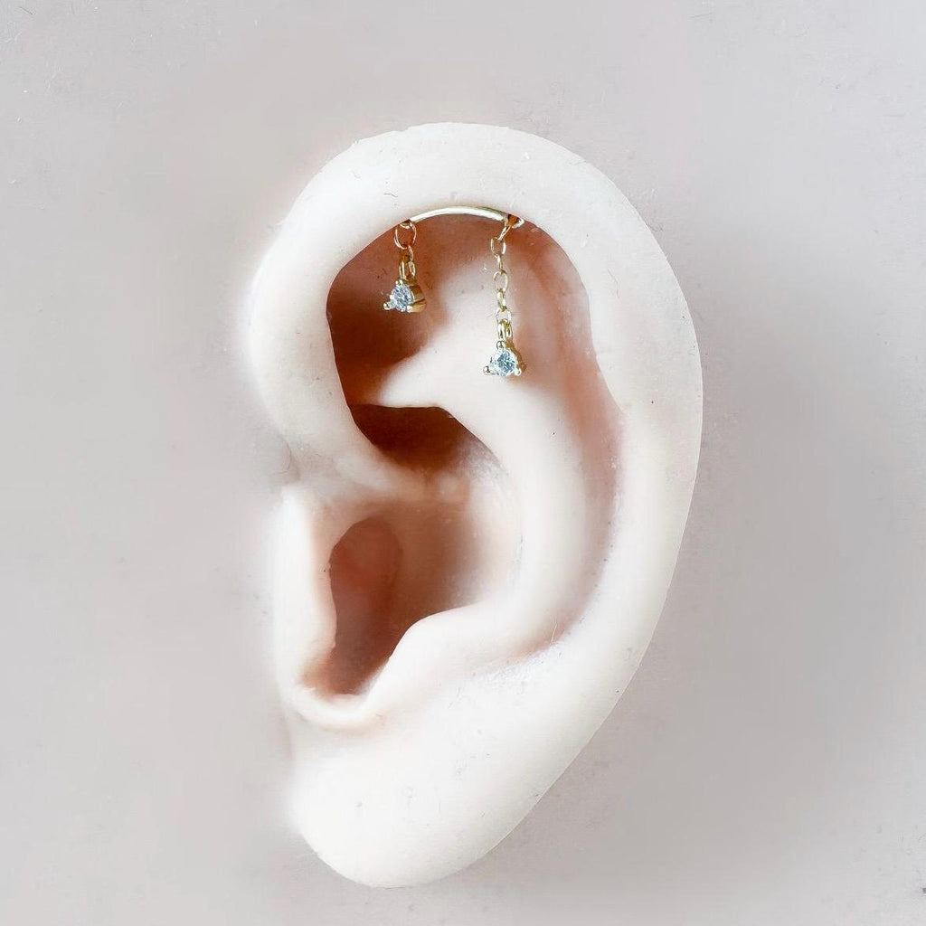 Hidden Helix Piercing 16g F136 Implant Grade Titanium Diamond CZ flat piercing, helix labret, hidden rook piercing