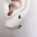 Dainty Double Opal CZ Chain Dangle Helix Hoop Charm, sterling silver, 316L Surgical Steel piercing, cartilage piercing, helix piercing
