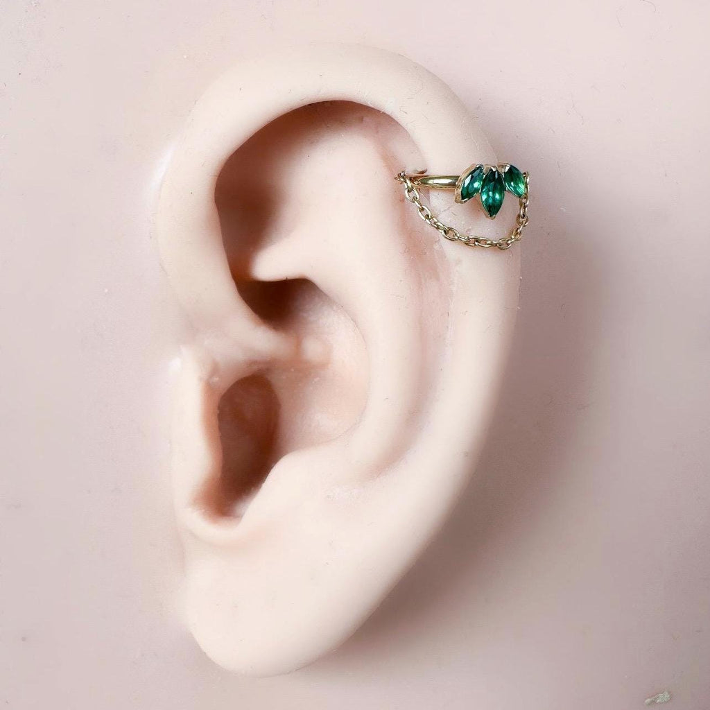 16g 8mm Reversible Serenity Implant Grade Titanium Chain Gem Hoop conch, helix piercing , conch piercing hoop, gold hoop, silver hoop