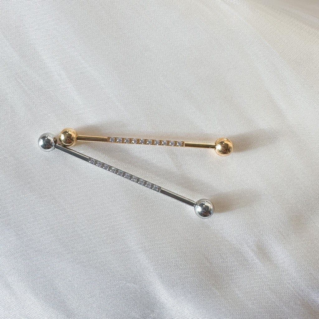 Dainty Industrial Barbell and Kite Chain for Piercing, Gold Sterling Helix Chain Piercing, Chain Earring,Conch Chain Piercing 14g, 16g, 18g