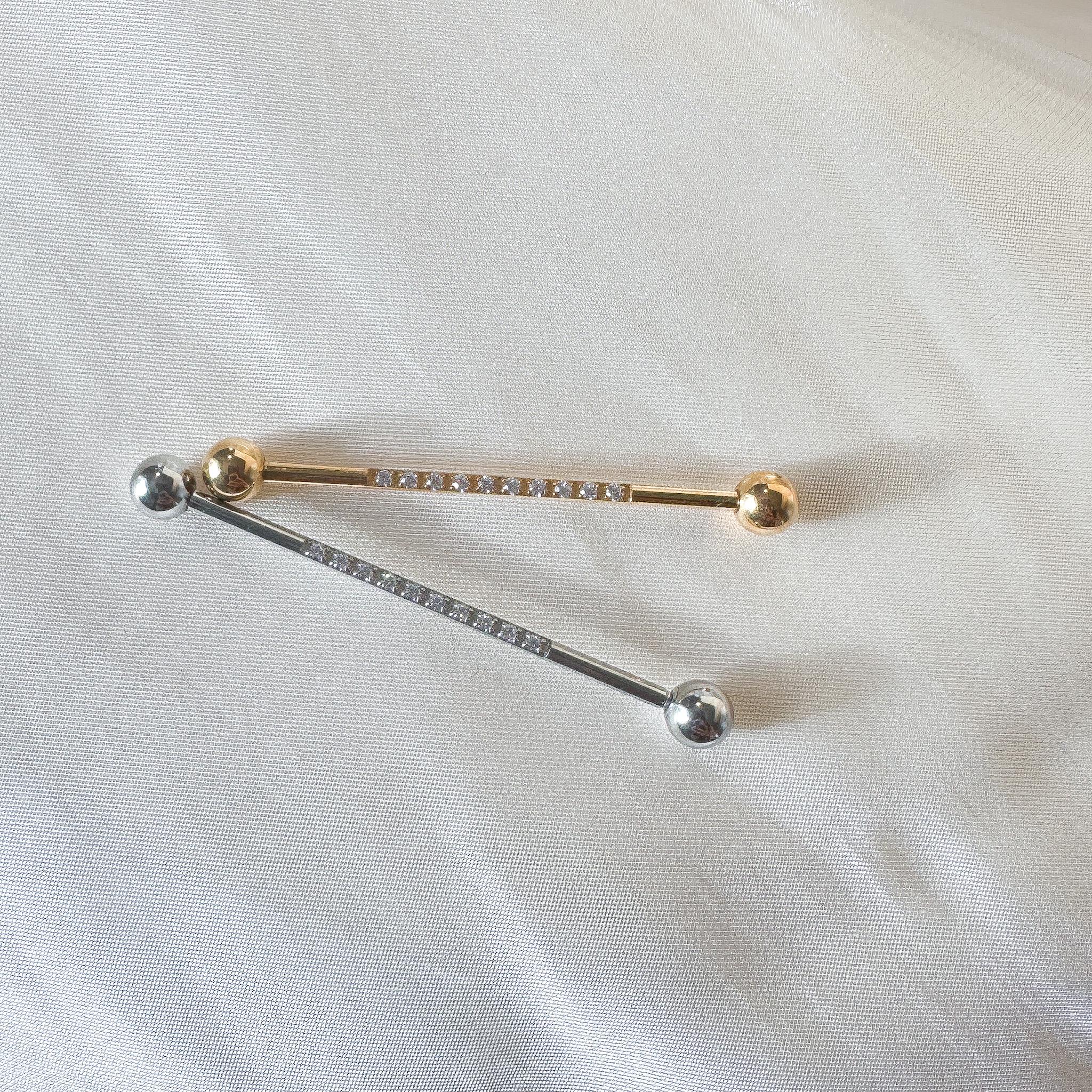 Dainty Industrial Barbell and Kite Chain for Piercing, Gold Sterling Helix Chain Piercing, Chain Earring,Conch Chain Piercing 14g, 16g, 18g