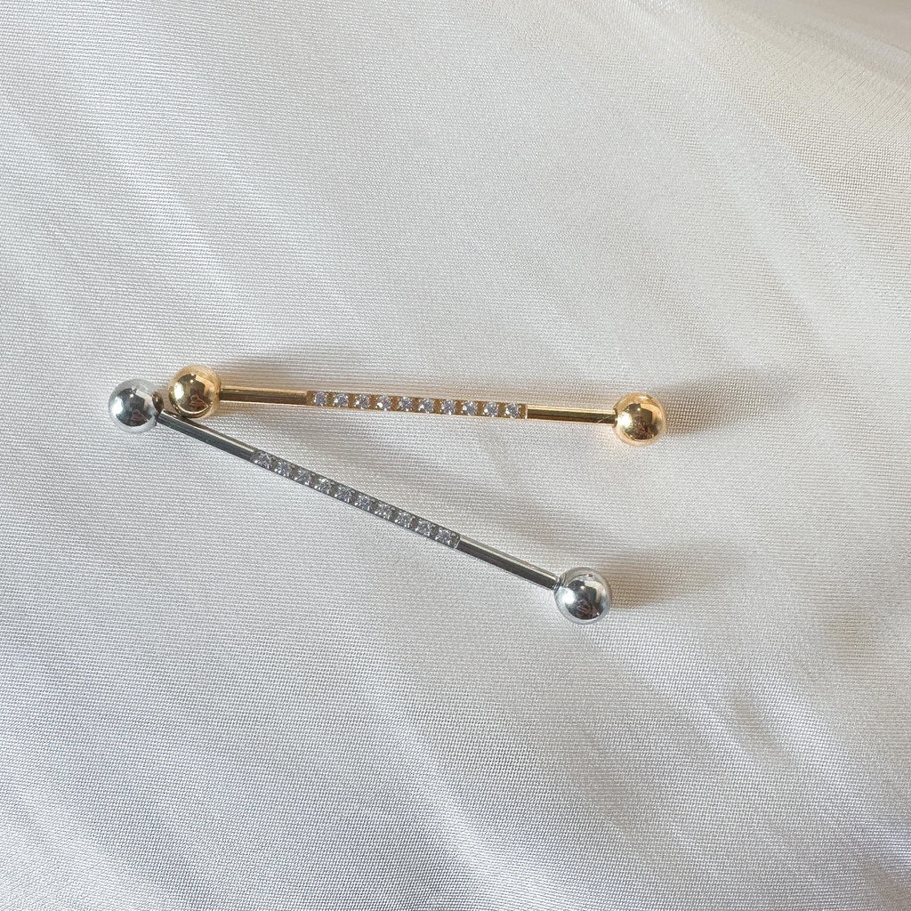 Dainty Industrial Barbell and Kite Chain for Piercing, Gold Sterling Helix Chain Piercing, Chain Earring,Conch Chain Piercing 14g, 16g, 18g