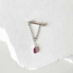 Dainty Titanium Pink Ruby CZ silver chain conch piercing, cartilage piercing, conch hoop, chain earrings, helix piercing, F136 titanium