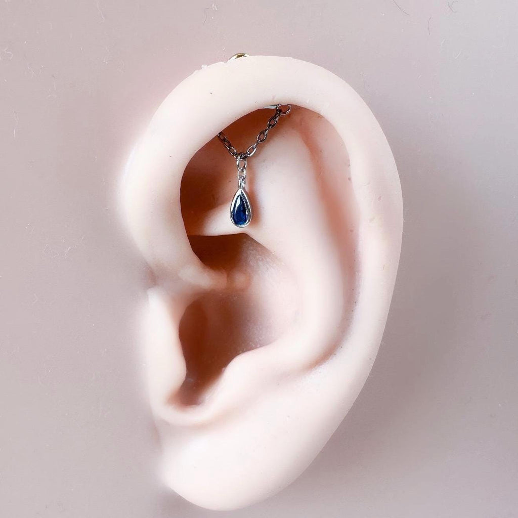 Hidden Helix Piercing 16g F136 Implant Grade Titanium Pink Ruby CZ flat piercing, helix labret, hidden rook piercing