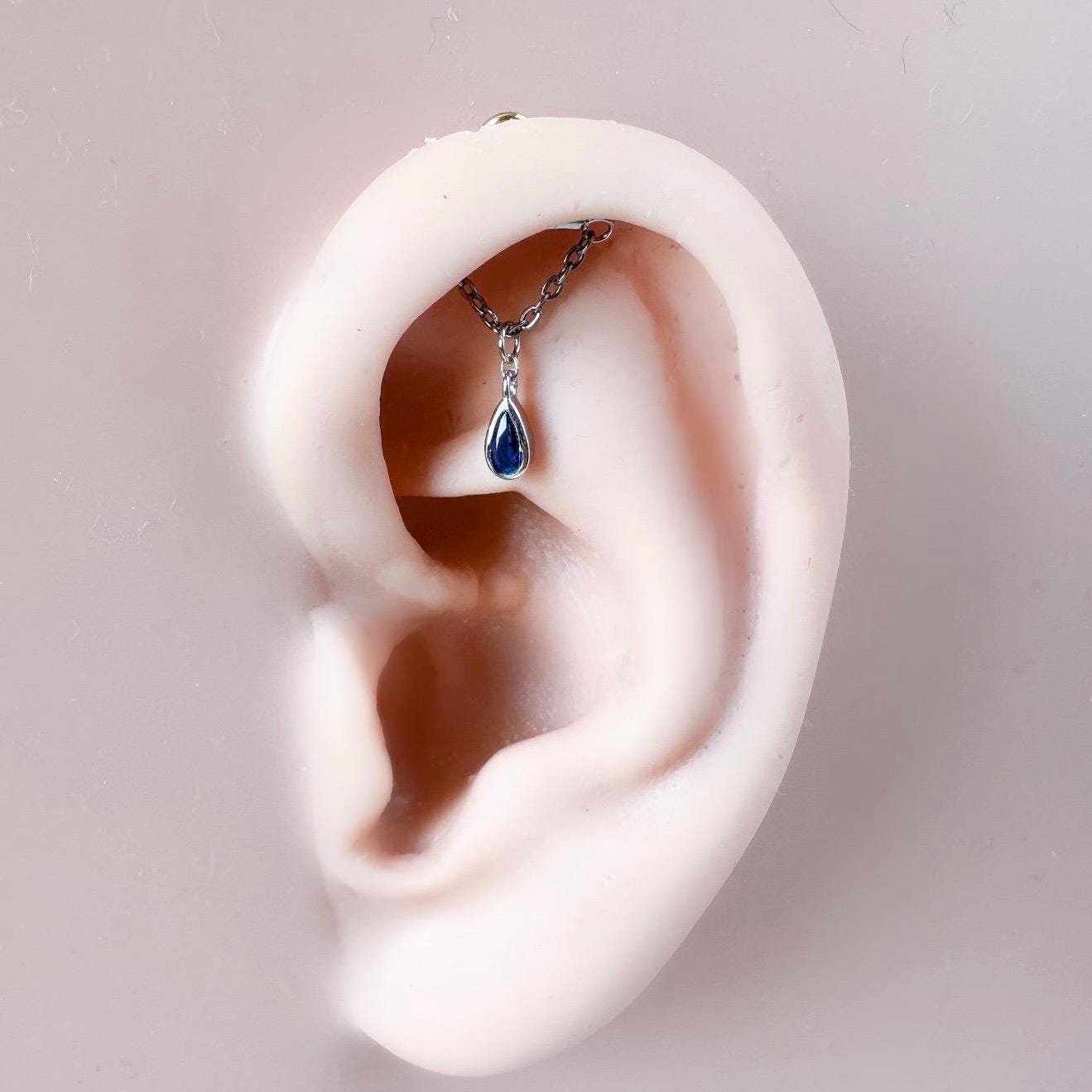 Hidden Helix Piercing 16g F136 Implant Grade Titanium Pink Ruby CZ flat piercing, helix labret, hidden rook piercing