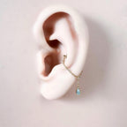Dainty Titanium Pink Ruby CZ silver chain conch piercing, cartilage piercing, conch hoop, chain earrings, helix piercing, F136 titanium